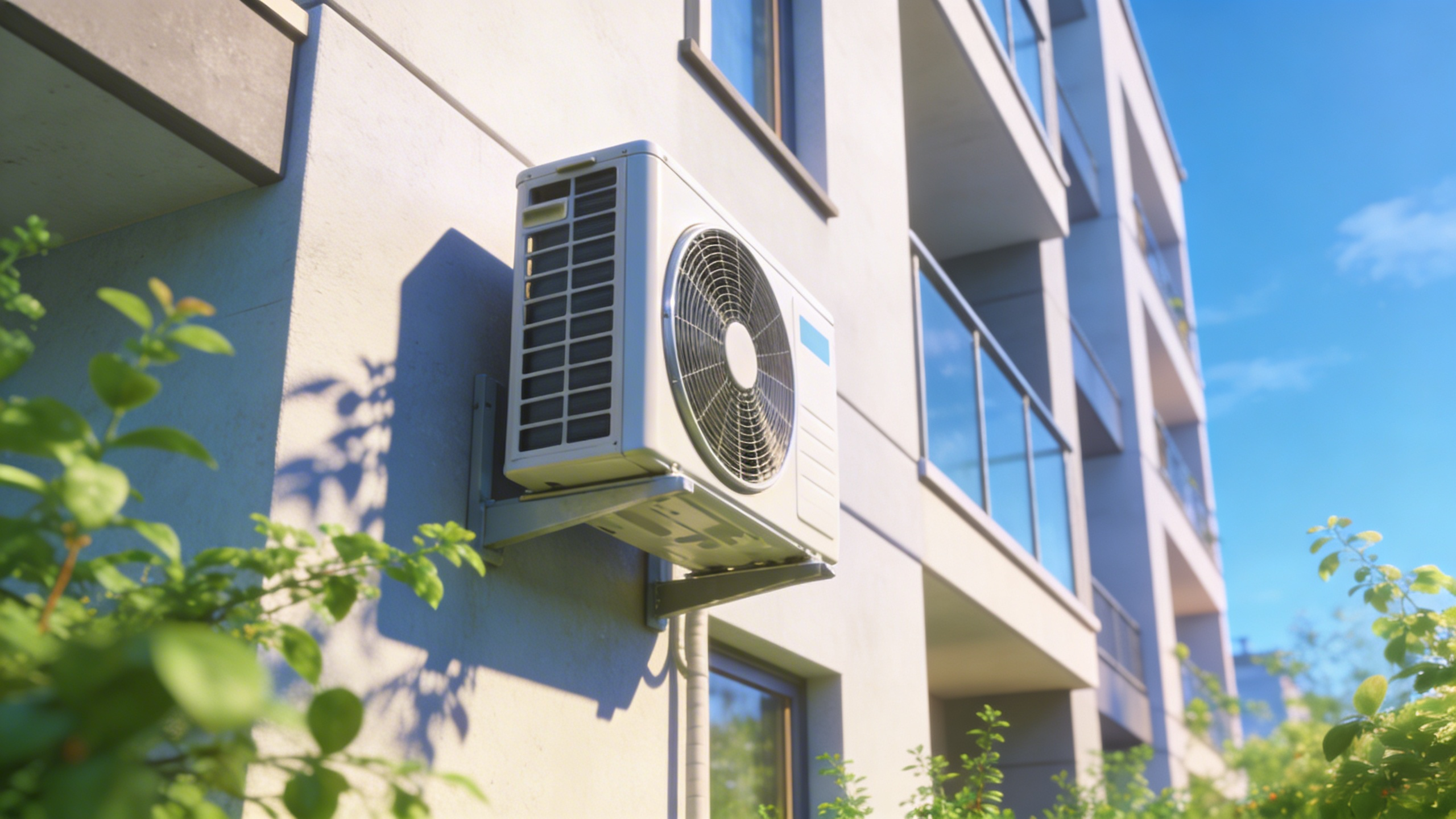 아파트 외벽에 설치된 에어컨 실외기