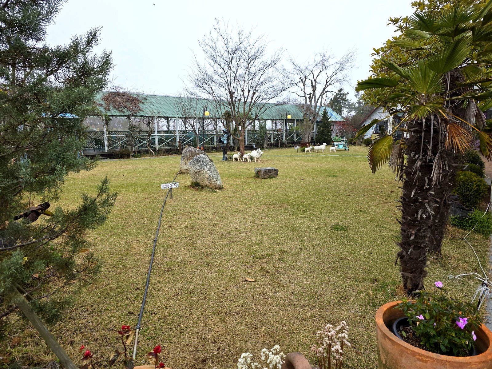 몽산포제빵소 정원의 양 조형물