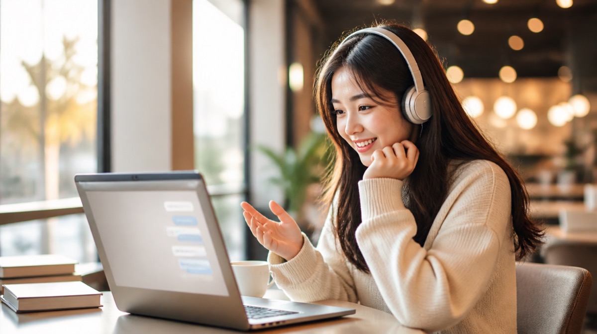 ChatGPT 영어 공부 — 한국 20대 여대생이 노트북으로 영어 회화 연습