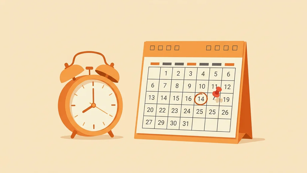 마감일에 동그라미가 쳐진 달력과 알람시계 일러스트